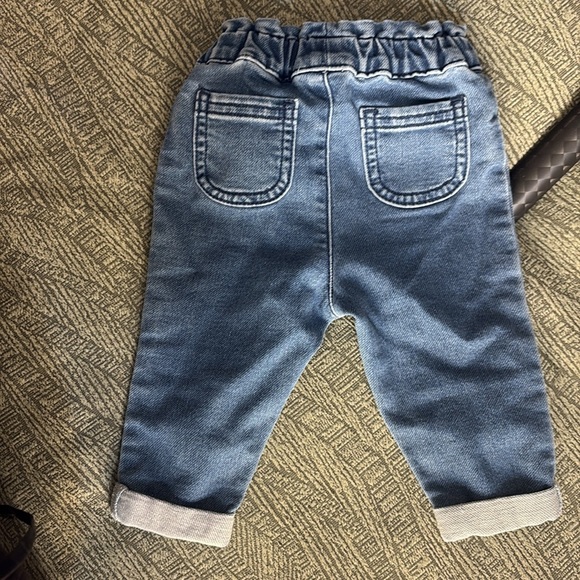 Blue Denim Kids Bottoms with Pink Bow - Picture 2 of 3